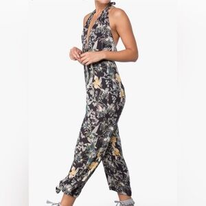 Free People Black Floral Halter Jumpsuit